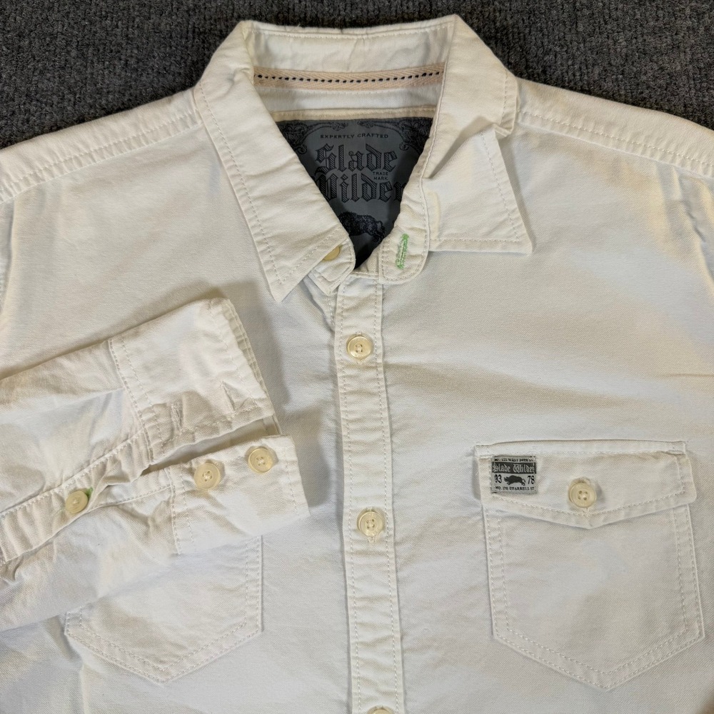 Slade Wilder Mens White Cotton Long Sleeve Button Down Work Shirt Size L #4069